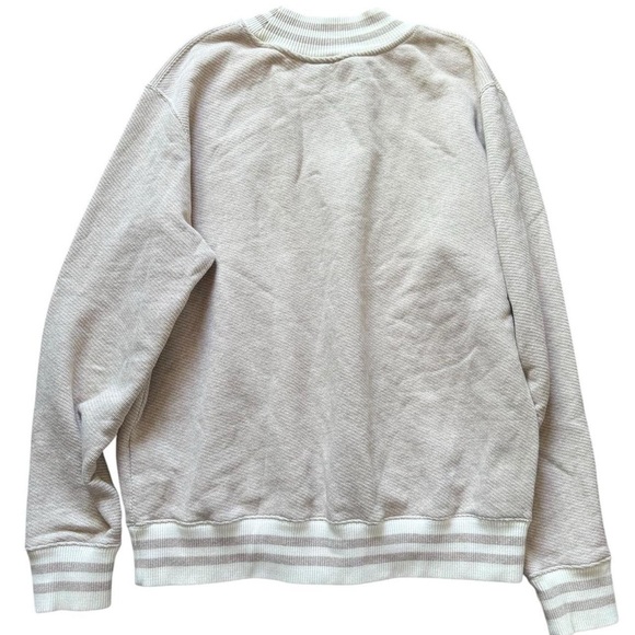 A170- cream & white striped crewneck sweatshirt with a vintage vibe #stripes - Picture 2 of 5